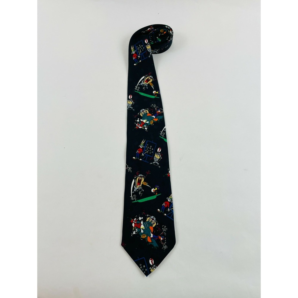 Looney Tunes Mania Neck Tie 4 in Width Black Taz Bugs Sylvester Daffy Tweety